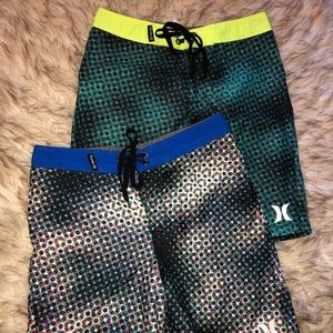 2 pair Boys  HURLEY swim board shorts Sz 10